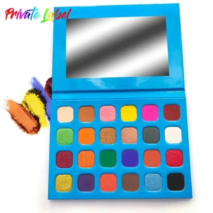 

Custom 24colors Shimmer Eyeshadow Palette Matte Long-lasting Wateproof High Pigment Blue Plate Eyes Beauty Makeup Bulk