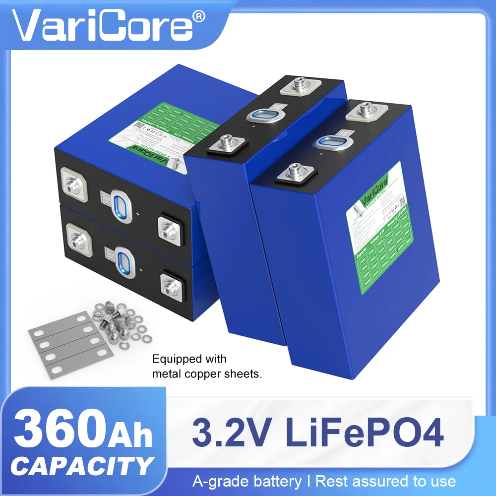 

US Stock Varicore Lifepo4 Battery 360ah 3.2V Grade A 8000Cycle DIY 12V 24V 48V Lithium iron phosphate Cell For Camping Golf Cart
