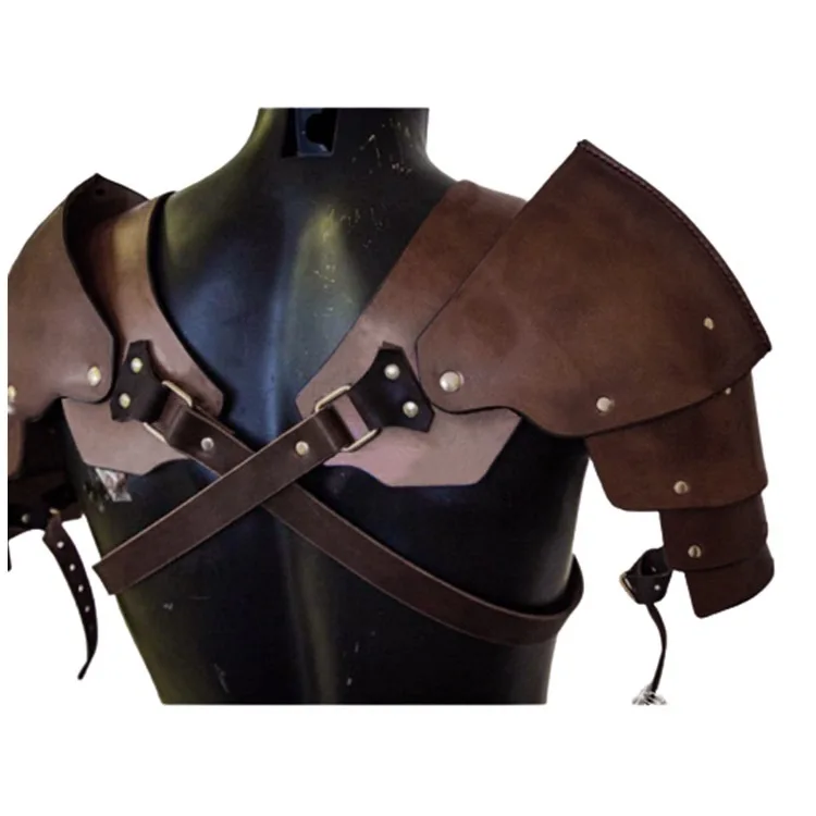 Armatura della spalla del guerriero medievale equipaggiamento protettivo Viking Age PU leather armor spalline puntelli cosplay