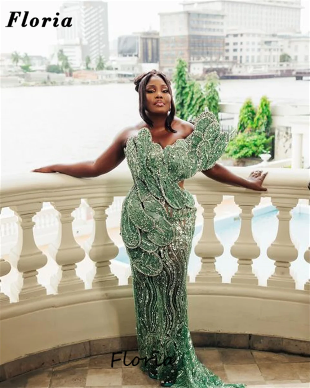 African Elegant Mermaid Celebrity Dresses 2025 Customized Beaded Leaves Women Prom Dress Dubai Evening Dress For Weddings Party