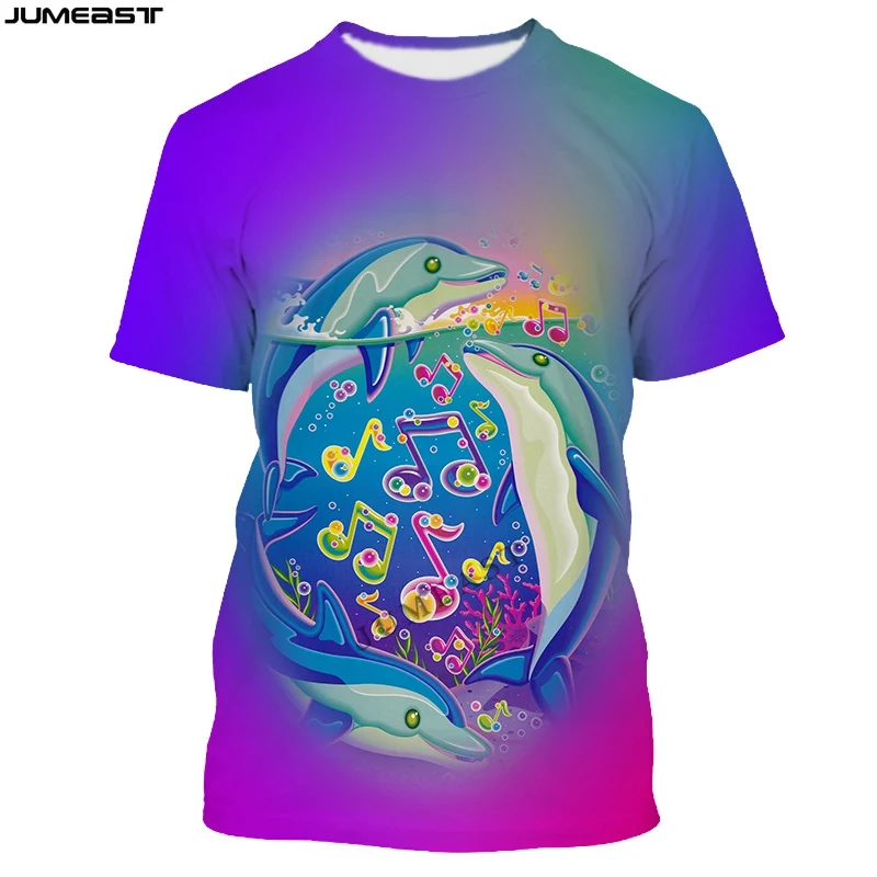 Jumeast Men Women 3D Printed T-Shirt Cartoon Animal Fish Dolphin Short Sleeve Fashion T Shirt Sport Pullover Summer Tops Tees