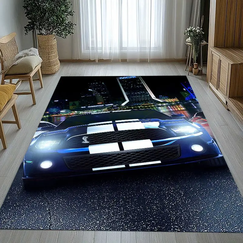 Vintage M-Mustang Racing Biker Garage Soft Non-Slip Large Area Rug for Living Room,Bedroom Carpet Mat for Sofa,Moto Home Decor