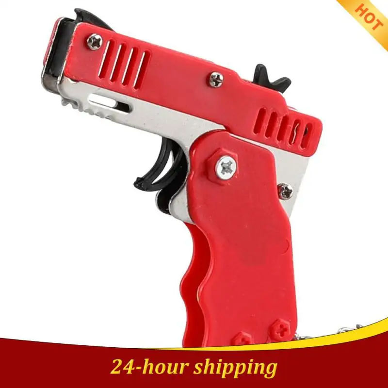 

keychain gun 60 rubber bands rubber band gun Shooting Pistol Alloy Kid Outdoor Party metal gun gift boyfriend Gift Funny