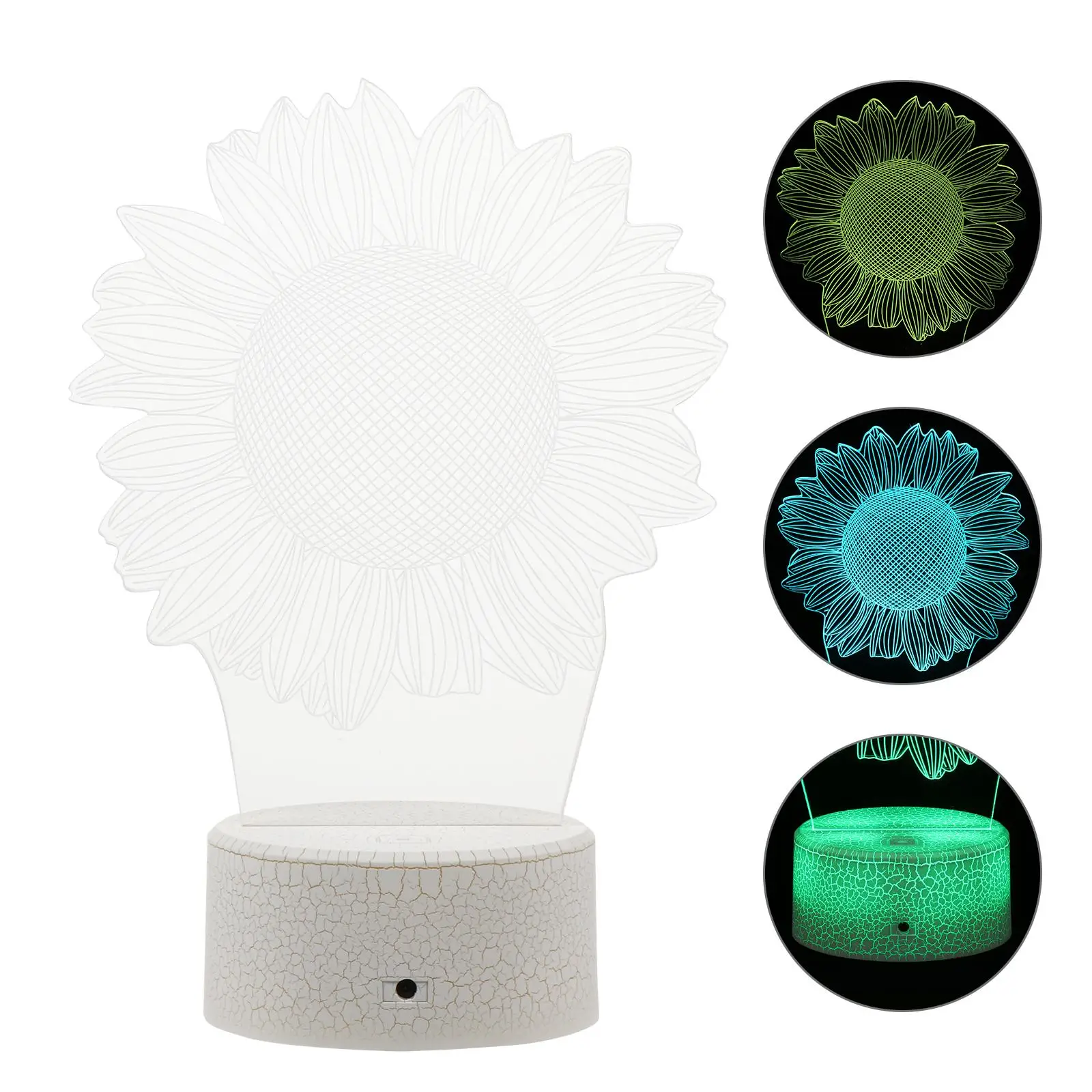 Sunflower Night Light Acrylic Touch LED Kids Lamp Colorful Remote Table Decor Timing USB Battery Operated Small Night