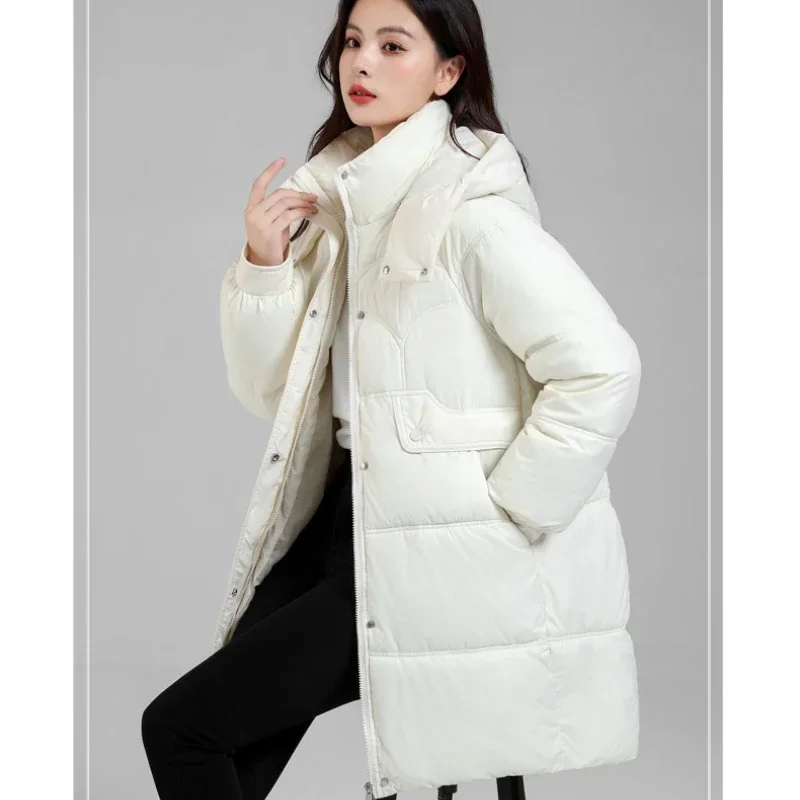 Thick Warm Down Cotton Padded Jacket Autumn Winter Coat Women Plus Size Puffer Jacket Long Parka Hooded Long Sleeve Korean Coats