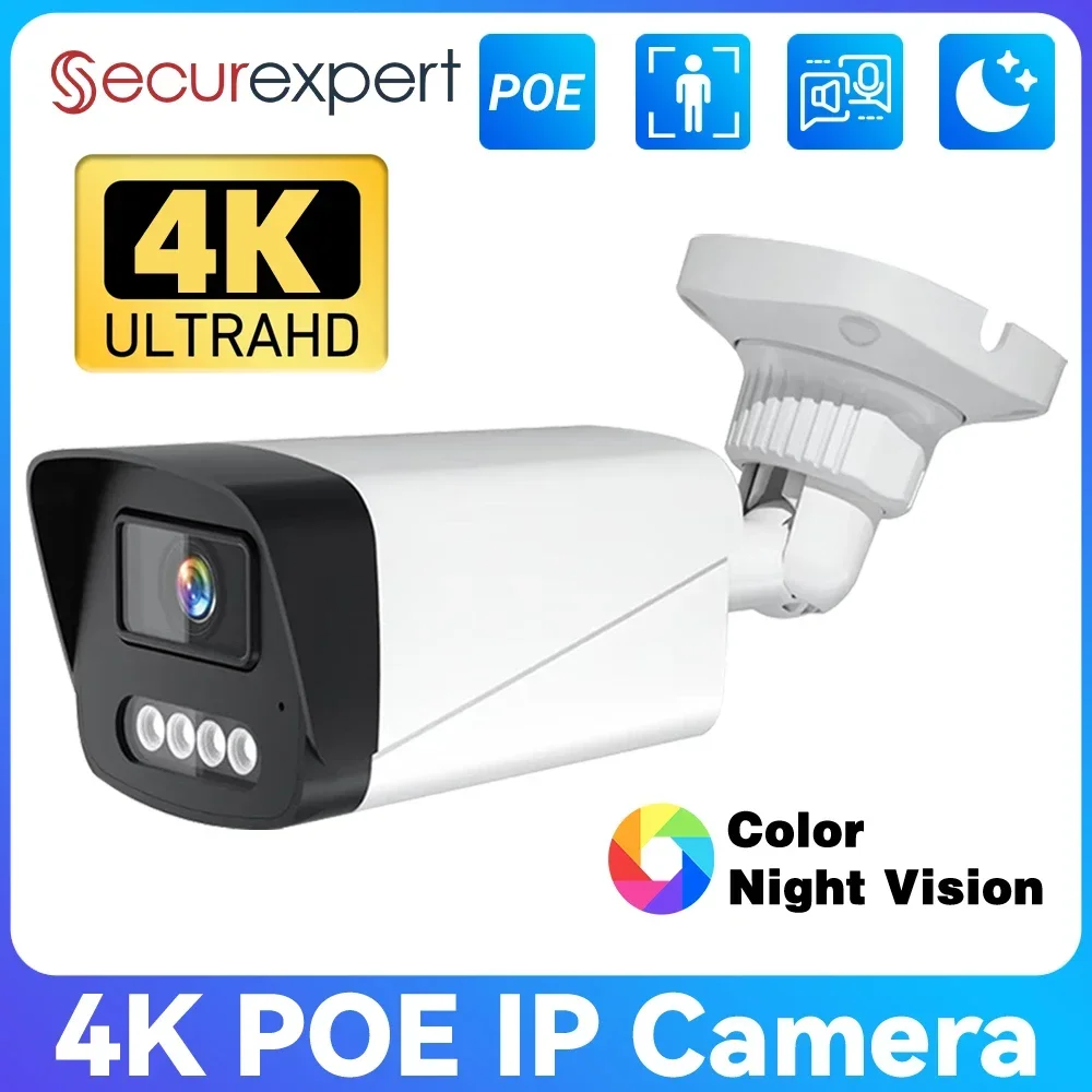 

4K POE IP Camera Outdoor Human/Vehicle Detection Two-Way Audio Alarm IP66 Weatherproof Security CCTV Camara For NVR System