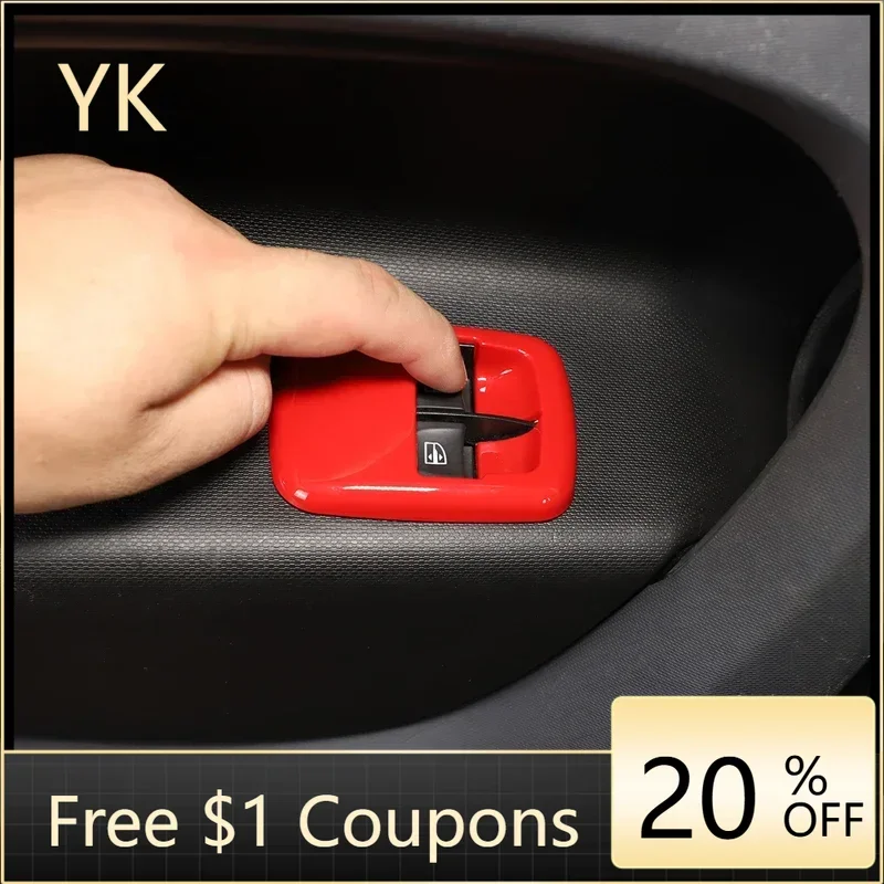 

For Mercedes Benz Smart 453 2016-2021 ABS Carbon Fiber Car Window Lift Button Frame Cover Trim Interior Car Accessories