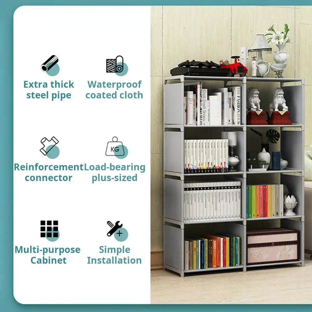 Eco-friendly Storage System Durable Metal Tubes Book Organizer with Capacity Non-woven Fabric Dustproof Storage Rack for Easy