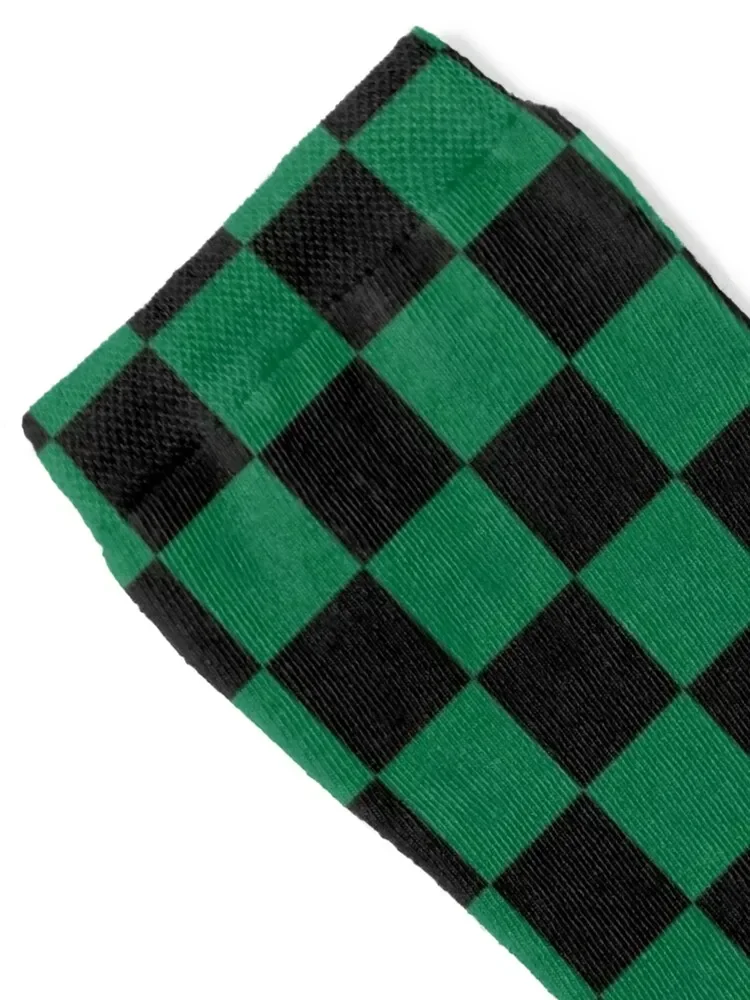 Black and Cadmium Green Checkerboard Socks Argentina Men's professional running Socks Men Women's