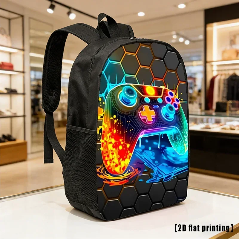 Custom Bag Lightweight Large-Capacity Unisex Backpack With Adjustable Shoulder Straps & Colorful Game Controller Print - Suitabl
