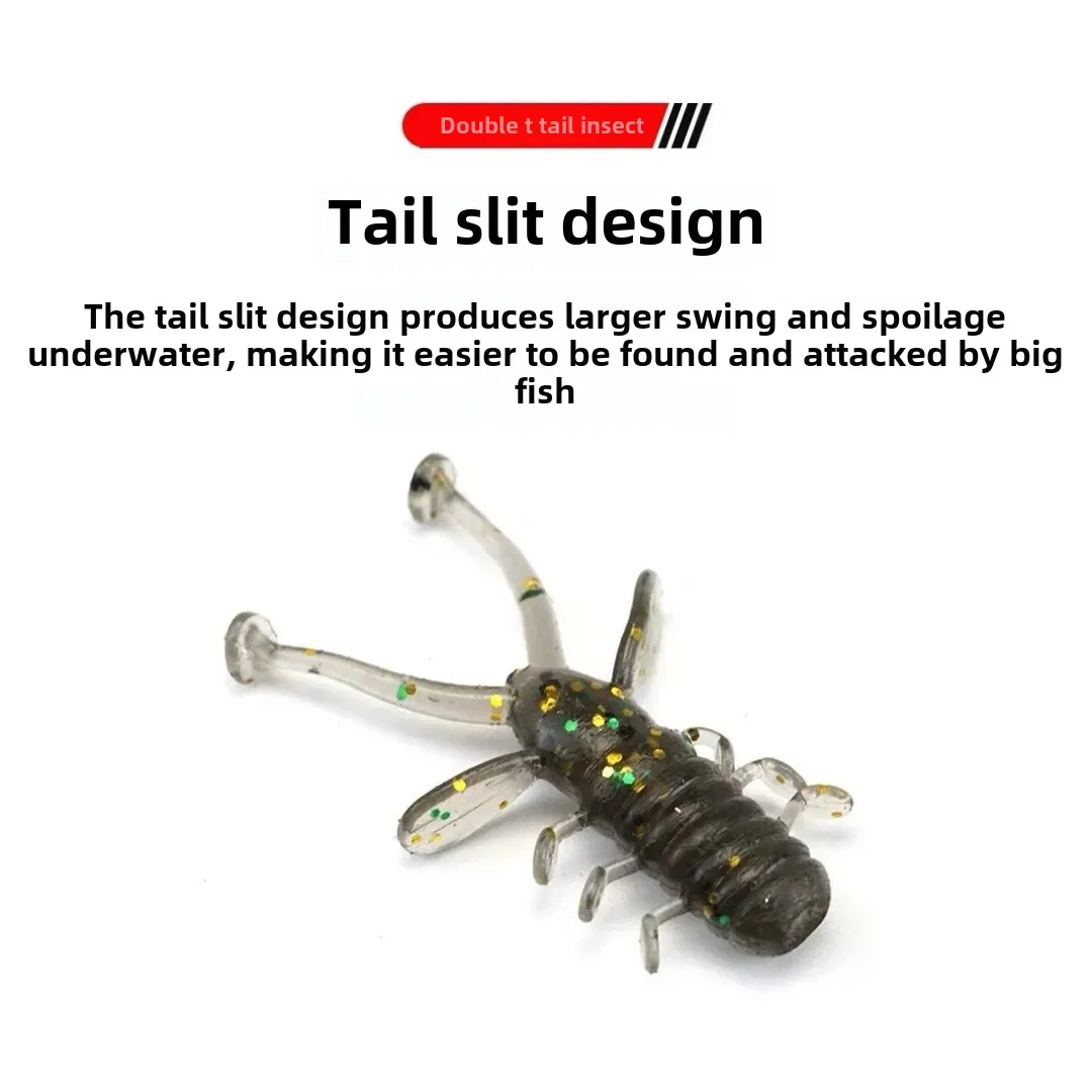 Mini Double-Tailed Floating Shrimp TPR Micro-Particle Lure Soft Bait Imitation Life-Like Fishing Bait For Freshwater And Saltwat