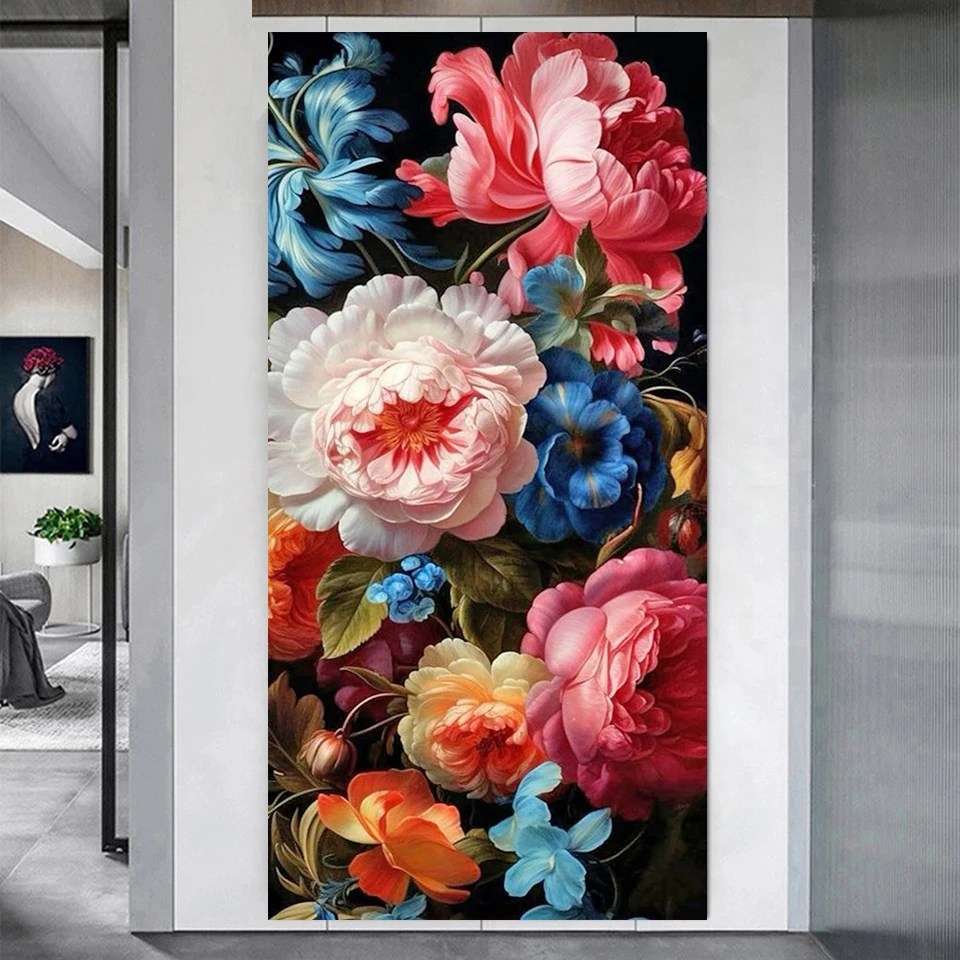 Large Still life peony Diamond Painting New 2025 Full Square round Diamond Embroidery Flowers Diy Handmade Gift Home Decor, ﻿