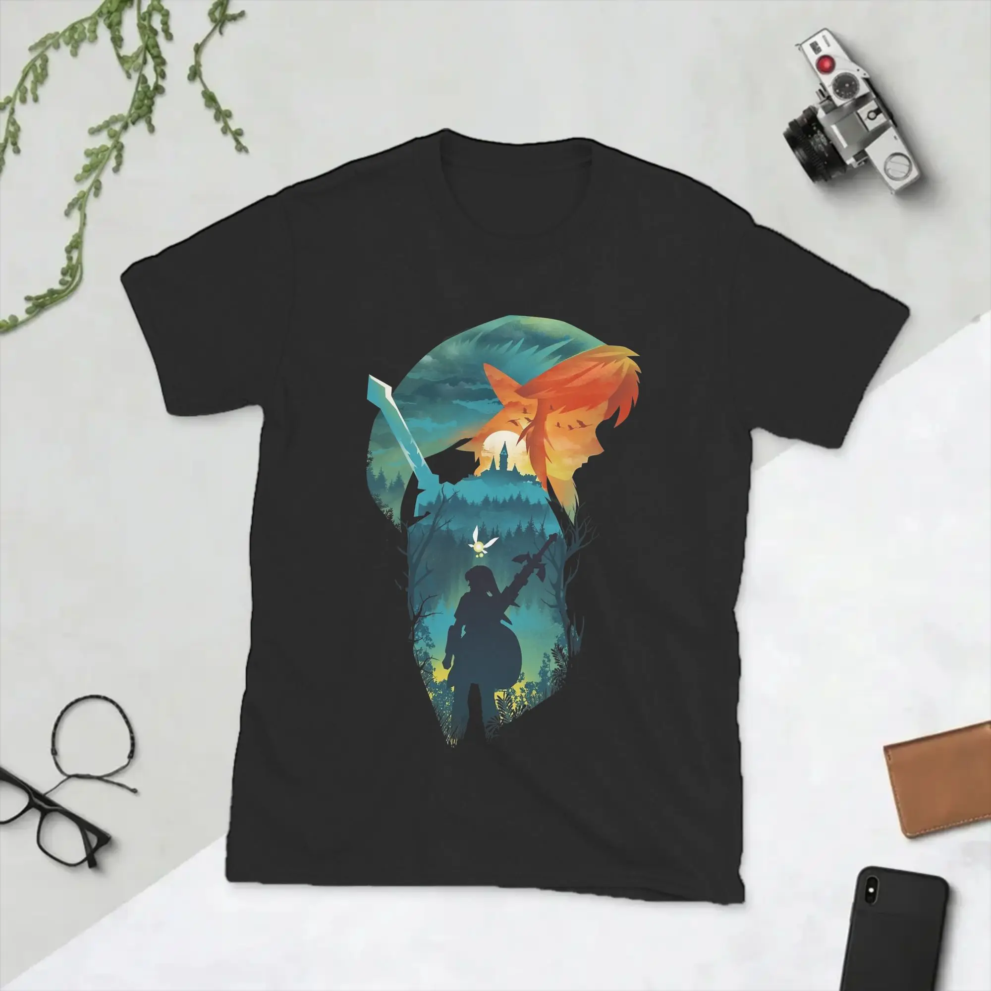 Zeldas Legend Link T Shirt for Men Cotton Novelty T-Shirt Round Collar Game Anime Tees Short Sleeve Clothes Big Size