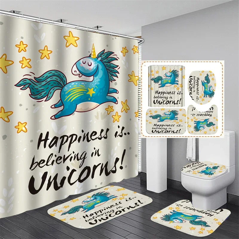 

Набор занавесок для душа с принтом лошади, водонепроницаемая занавеска для ванной комнаты с крючками, наборы для ванной комнаты с занавеской для душа и ковриками, домашний декор