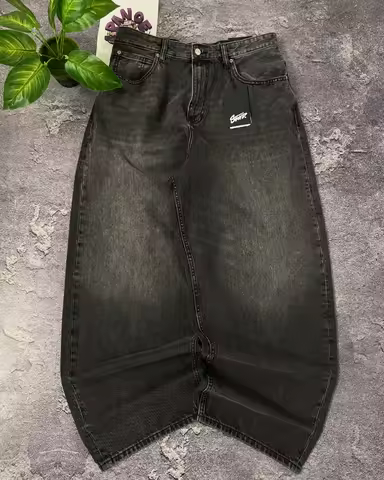 American Fashion Trends Joker Solid Color Washed Baggy Jeans Female Street Y2K New Hiphop Oversized Wide-leg Pants Unisex Jeans