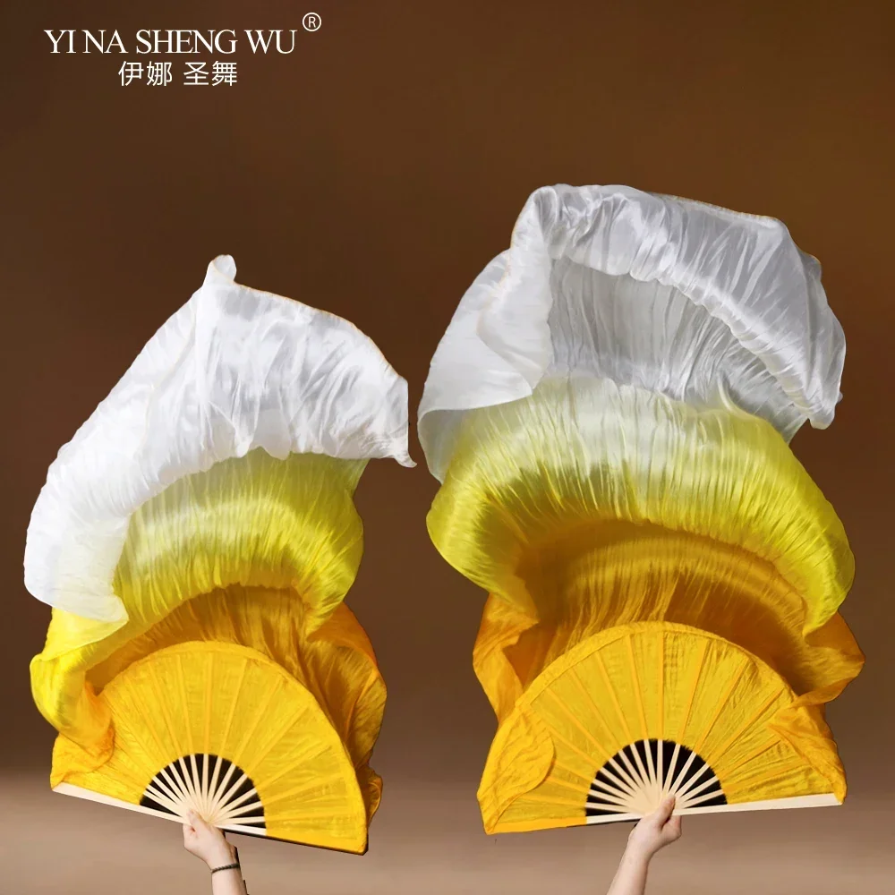 1 éventail de danse du ventre professionnel, 100% soie pure, coloré, accessoires de spectacle de scène pour femmes
