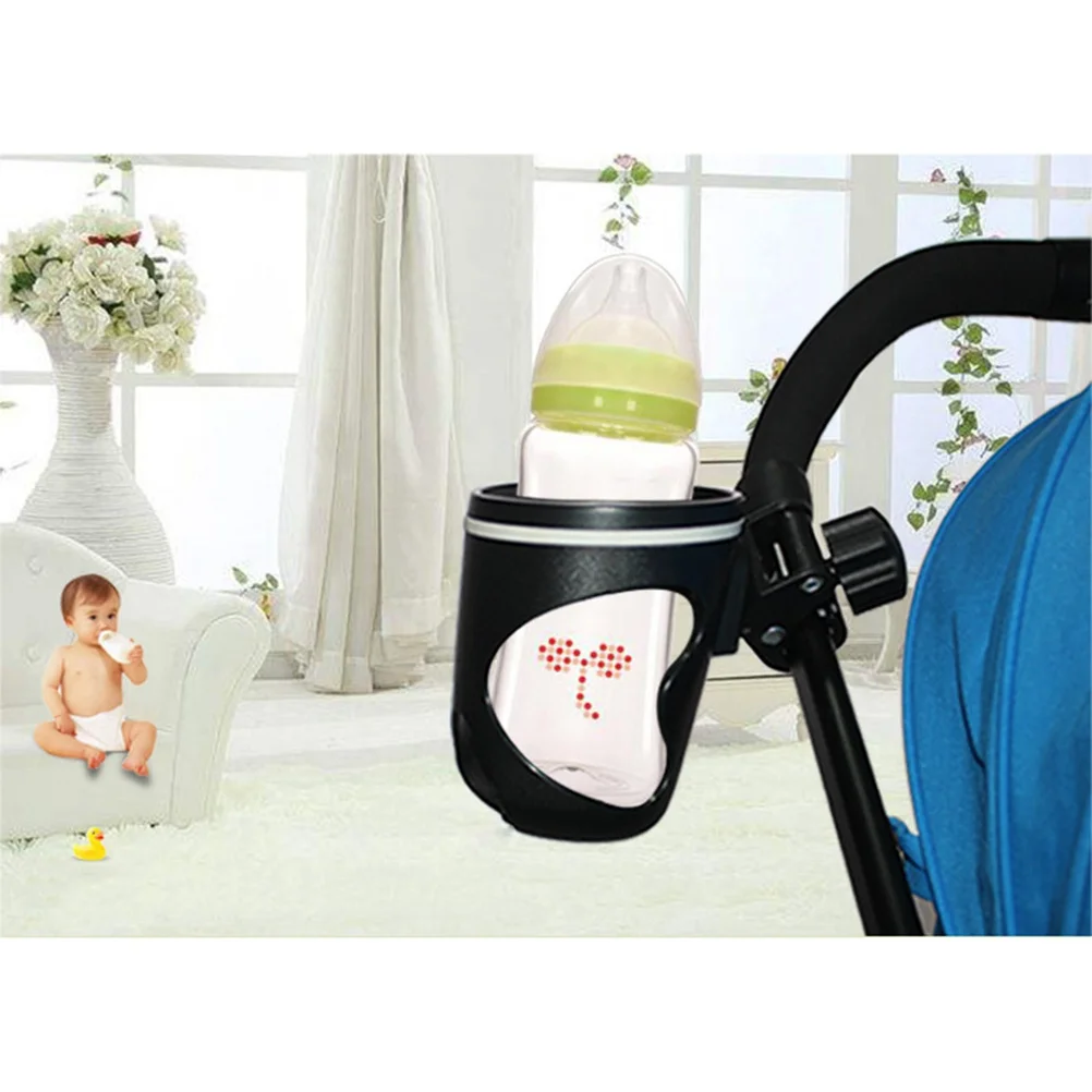Baby Stroller Water Bottle Holder Adjustable Width Clamp Fits Pushchair Rod 2-45cm 360 Degree Rotating Cup Holder for Baby