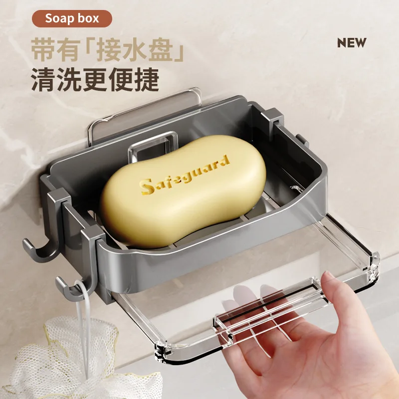 

Modern bathroom wall mounted soap dish without water accumulation new balcony soap box household drain storage rack