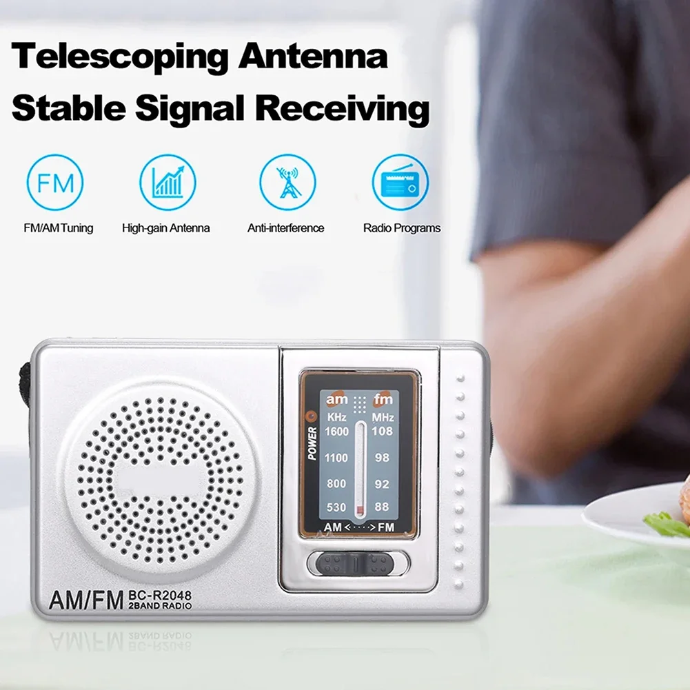 스테레오 AM FM 라디오 노인을 위한 미니 휴대용 포켓 라디오 수신기 집에서 배터리 구동(포함되지 않음)