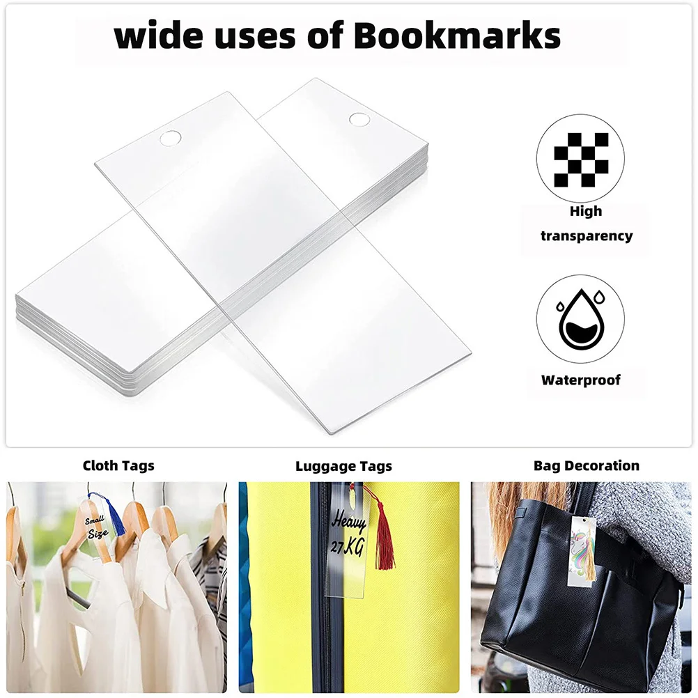 

1Set Blank Acrylic Bookmarks with Tassel DIY Page Markers for School Office Supplies Readers Gift Idea DIY Bookmark