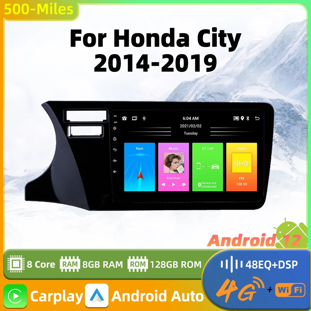 Carplay Car Multimedia Player for Honda City 2014-2019 Car Radio 2 Din Android Stereo 4G Navigation Head Unit Autoradio GPS Auto