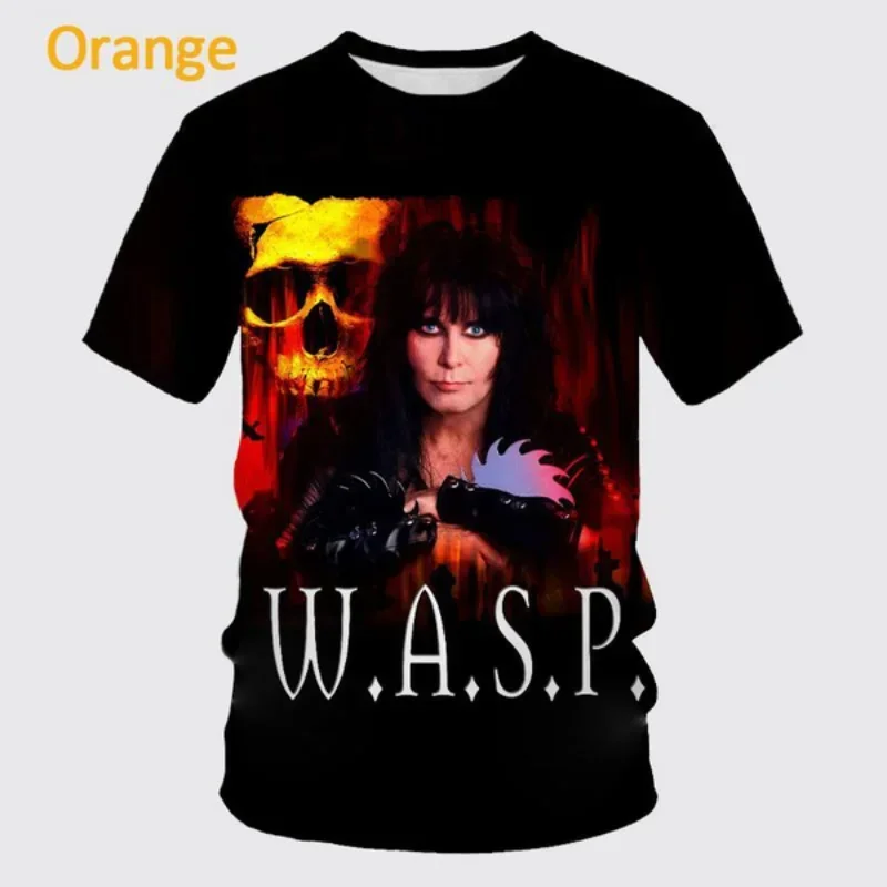 Y2K Clothing New Style W.A.S.P. 3D Print T Shirt for Men Women Summer Hip-hop Unisex Casual T-shirt Harajuku Round Neck Top Tee