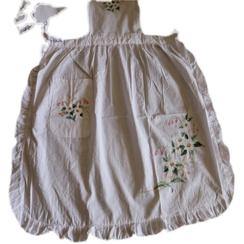 Retro Pastoral Polyester Cotton Cooking Kitchen Aprons For Woman Dress Flower Shop Smock Hairdresser Bib Garden Overall