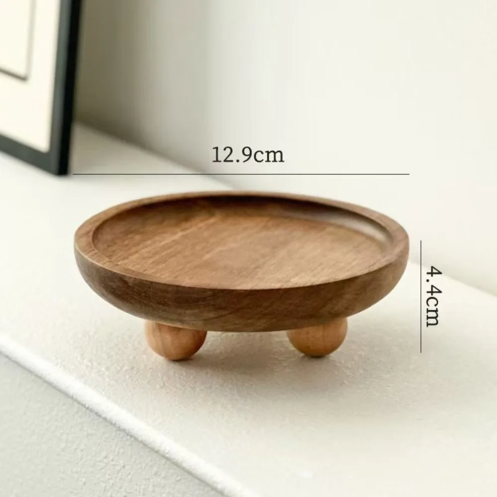 Wooden Oval Elevated Display Tray Brown Desktop Jewelry Candle Storage Stand Tray Wooden Decorative Tray