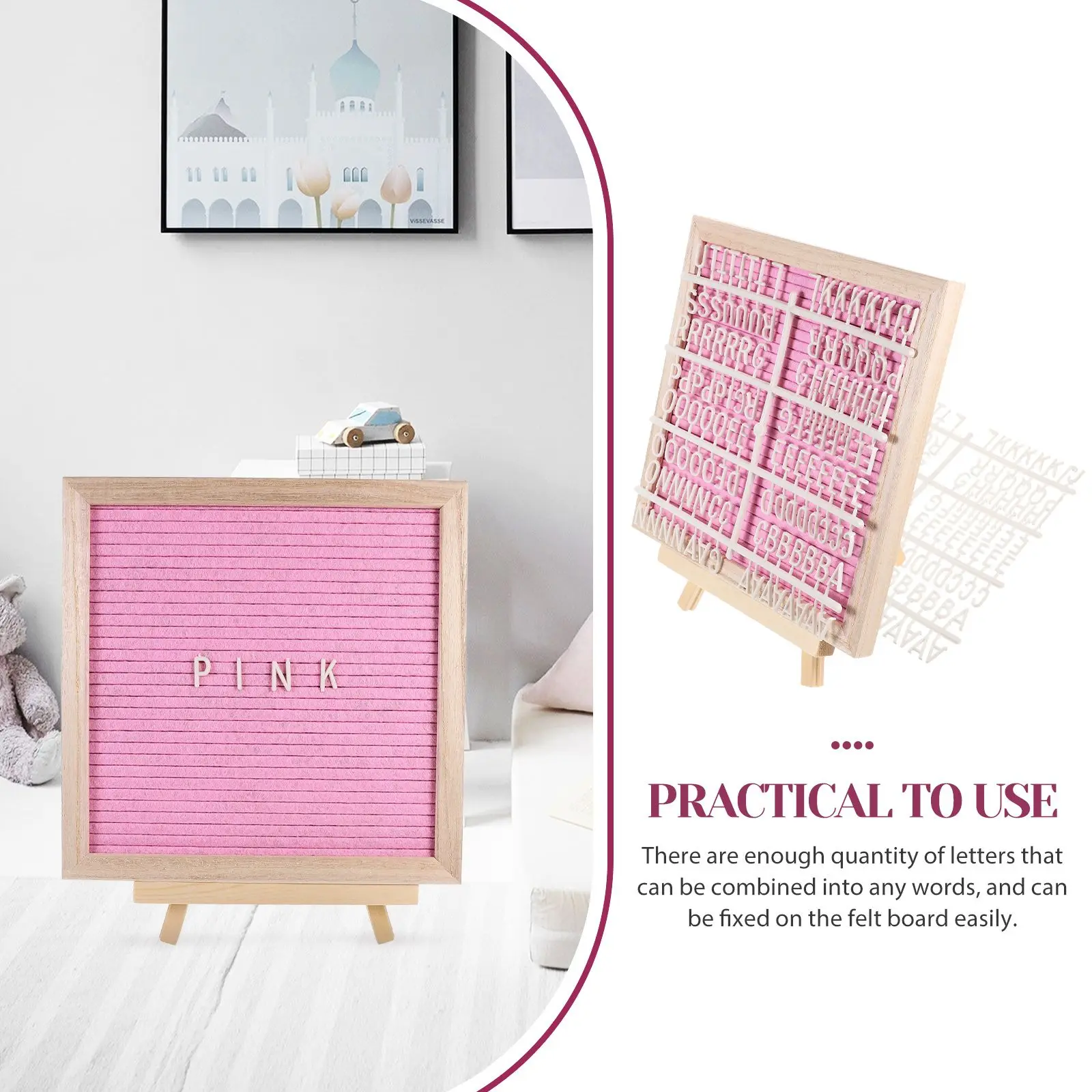 1Pcs Felt Letter Board 240 Letters Double Sided Wooden Frame Message Board Baby Shower Wedding Decor Announcement Display