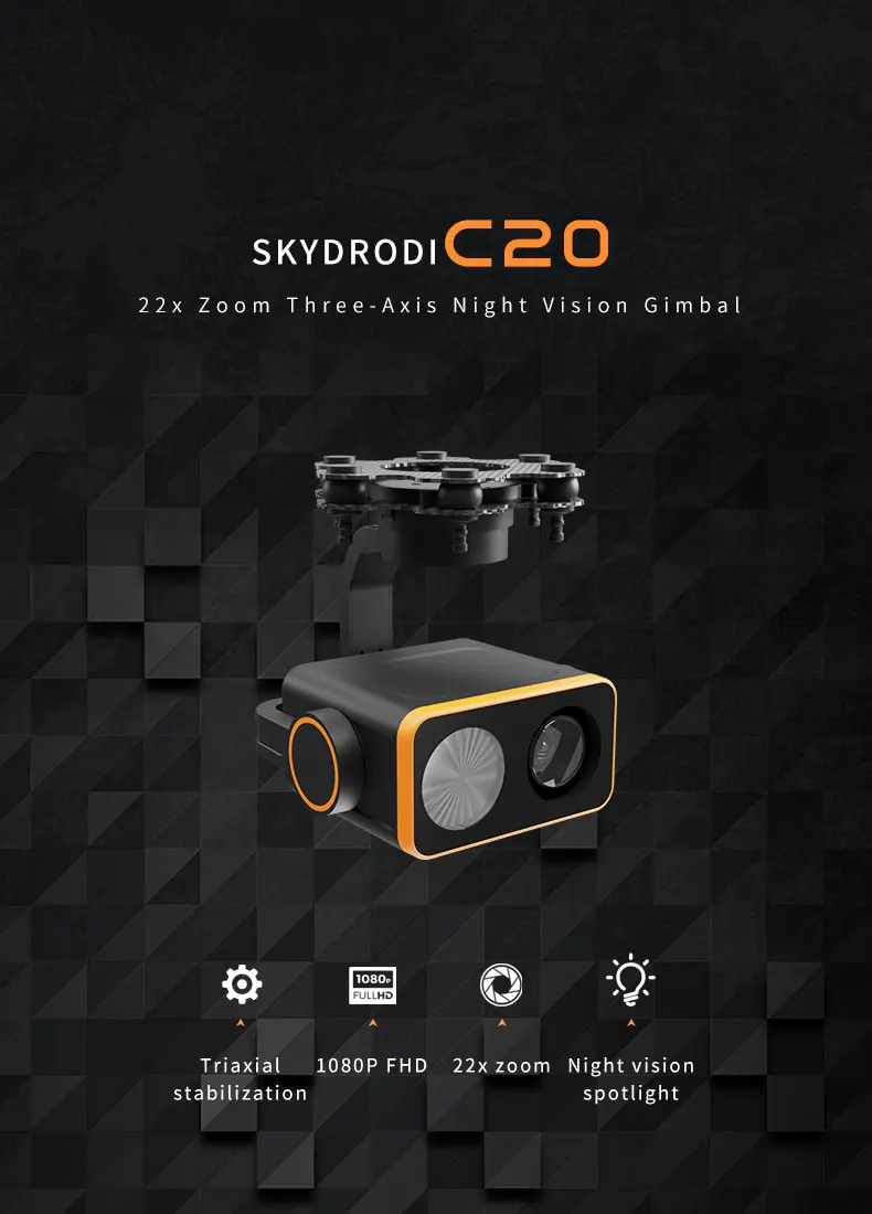 Kamera Skydroid C20 1080P 30FPS 22x Zoom trójosiowy Gimbal noktowizyjny może być używany z pilotem H16/H30