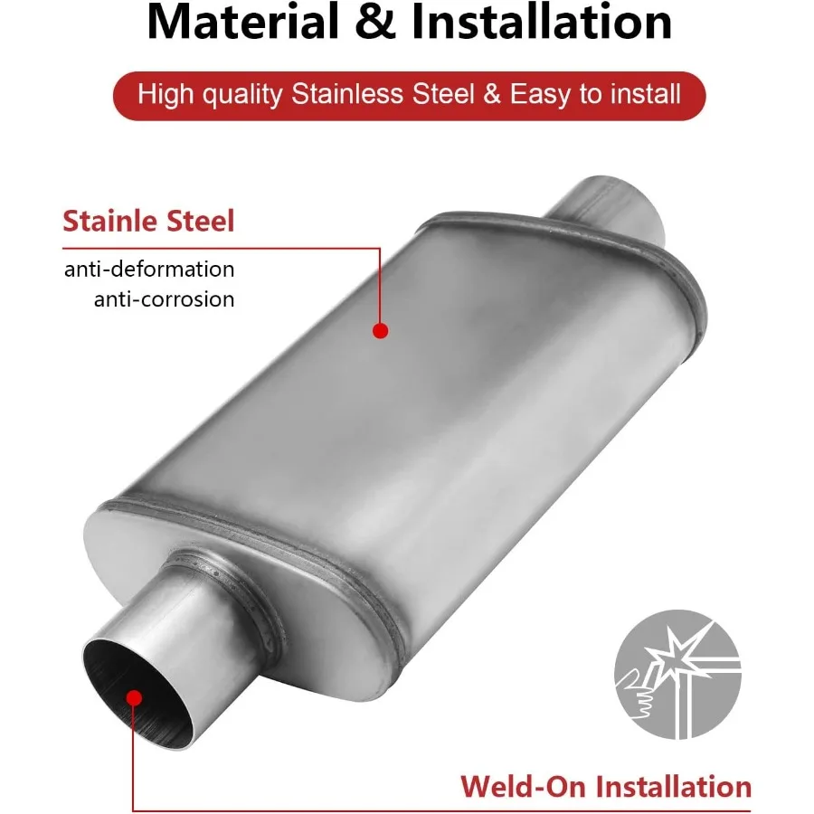 كاتم صوت عادم بمخرج مدخل 2.5 بوصة كاتم صوت مستقيم من خلال الأداء مع تصميم عالمي من الفولاذ المقاوم للصدأ لتحسين Ve