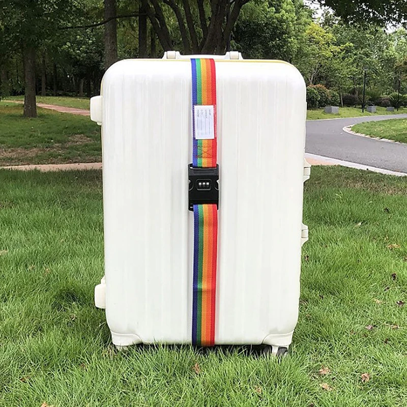 2M Rainbow Password Lock Packing Luggage Bag with Luggage Strap