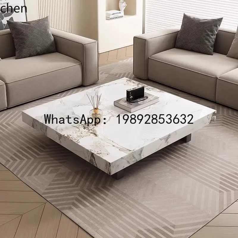 YFY  Rock Slab Coffee Table for Living Room Home Use Italian Modern High-End Feel Rectangular Square Coffee Table
