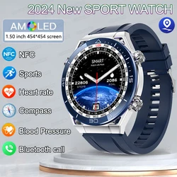 2024 nowy zegarek NFC Smart watch Men HD Bluetooth Call Custom GPS Tracker Motion Fitness wodoodporne zegarki dla Xiaomi Huawei IOS