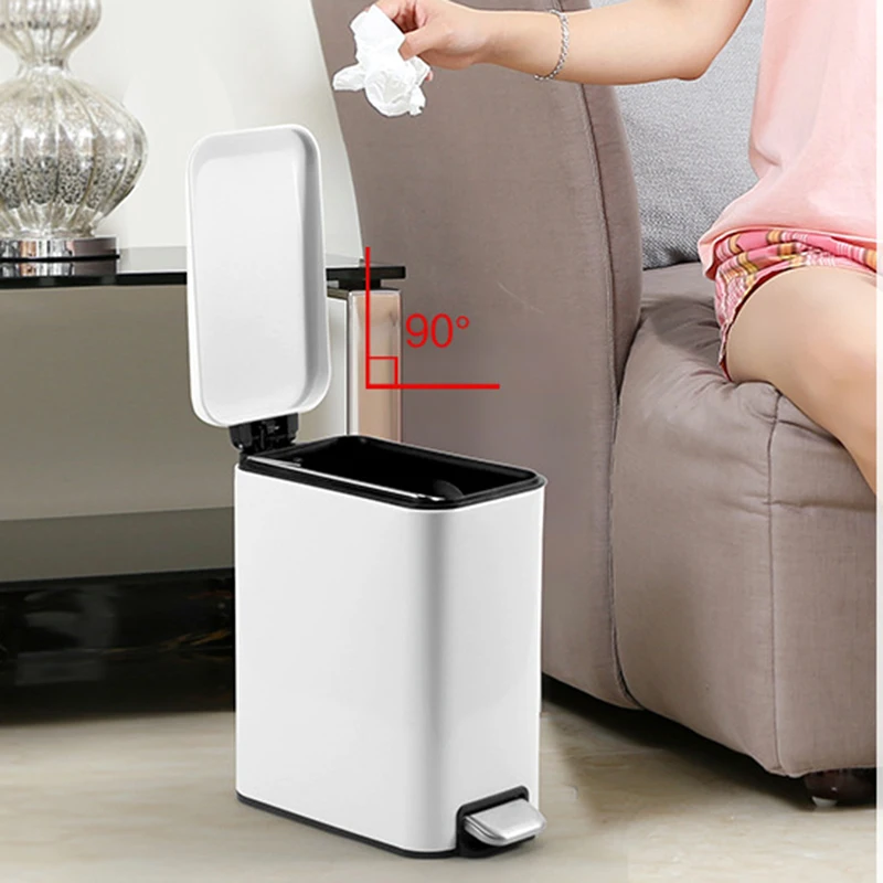 Bathroom Trash Can Bedroom Stainless Steel Wastebin Trash Can Paper Basket Lixeira Inteligente Kitchen and Household Goods