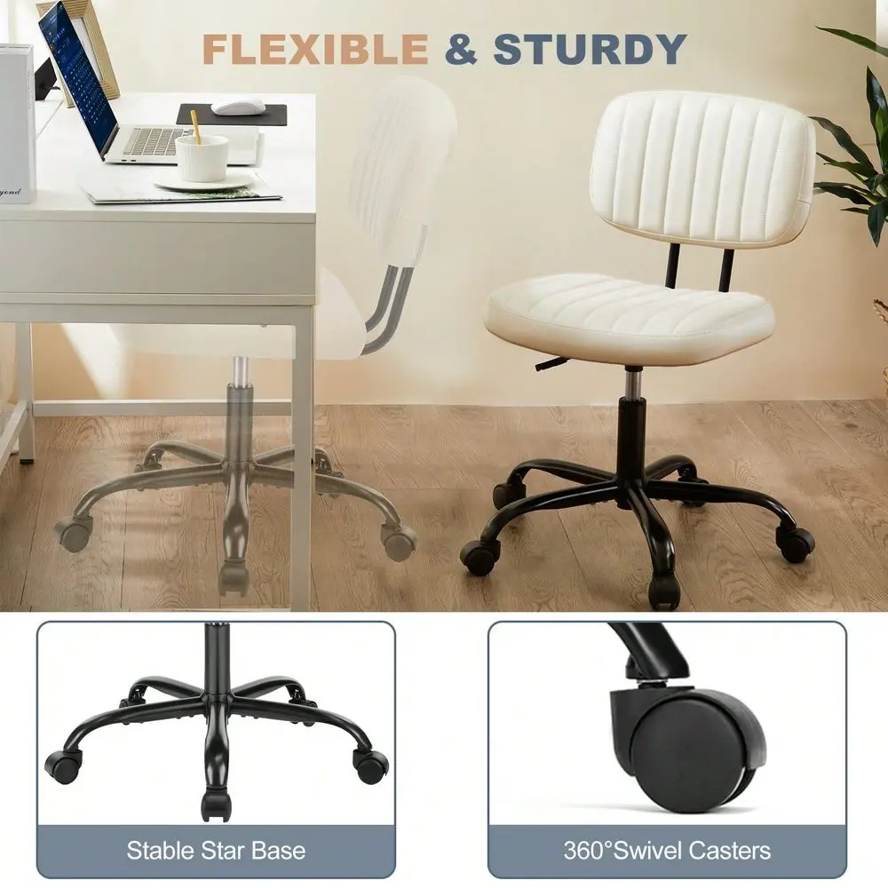 Armless Office Chair Adjustable Swivel Computer Mesh Desk Chair