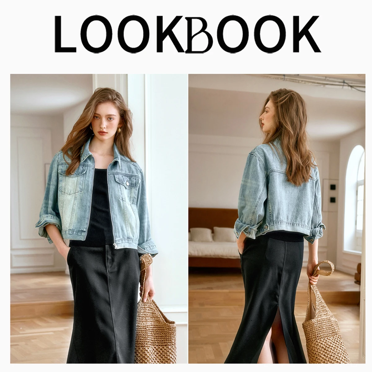 OLrain Women's Zip Up Short Denim Jacket 2025 Early Autumn Ladies Casual Retro Washed Blue Outerwear Female Clothing M56QW92962