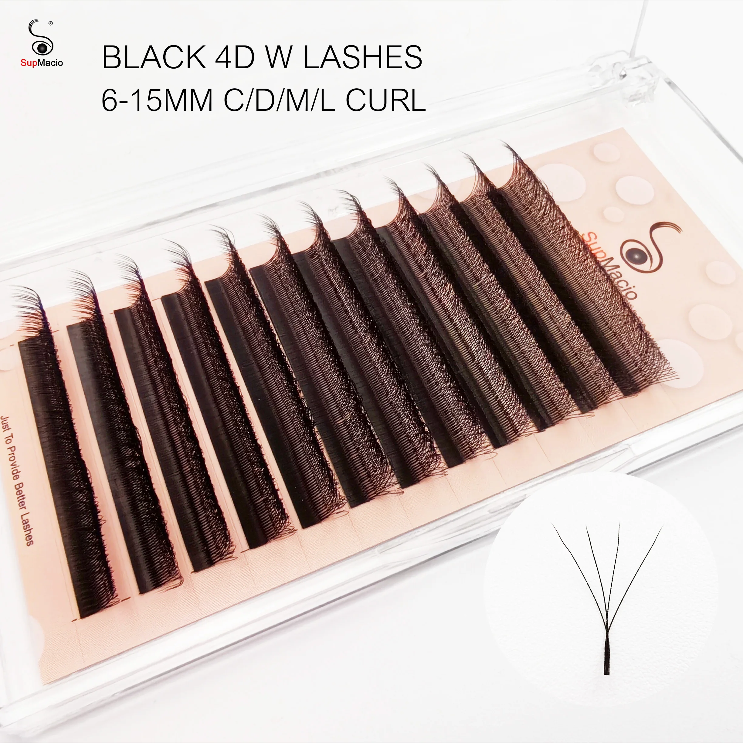 4D W Wimpern Natürliche weiche Einzelwimpern Handgefertigt 0,07 mm 4DW Vorgefertigte Volumenfächer Cilios W Supmacio Natürliche Wimpernverlängerungen