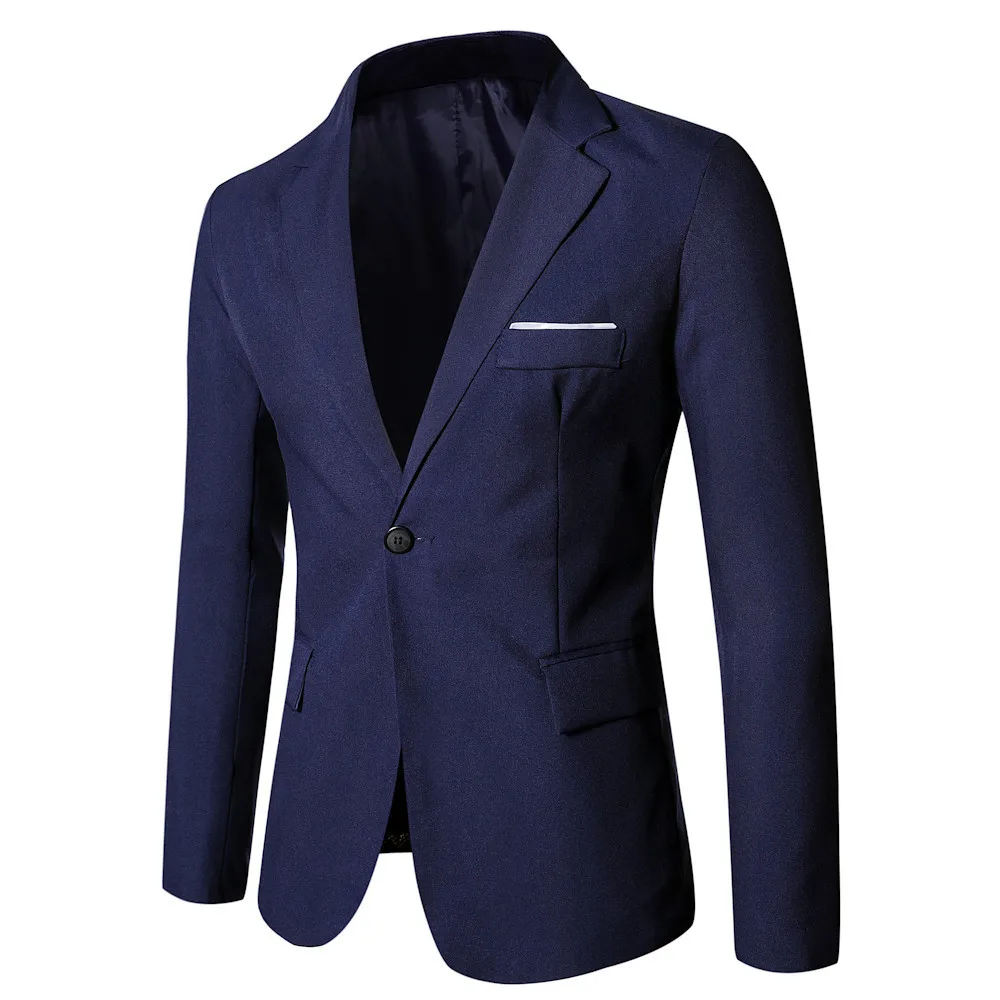 Blazer Men Coat Turn Down Collar Blazers Button Full Sleeve Evening Work Casual Slim Fit Formal Jacket Wedding Plain 2026 Spring