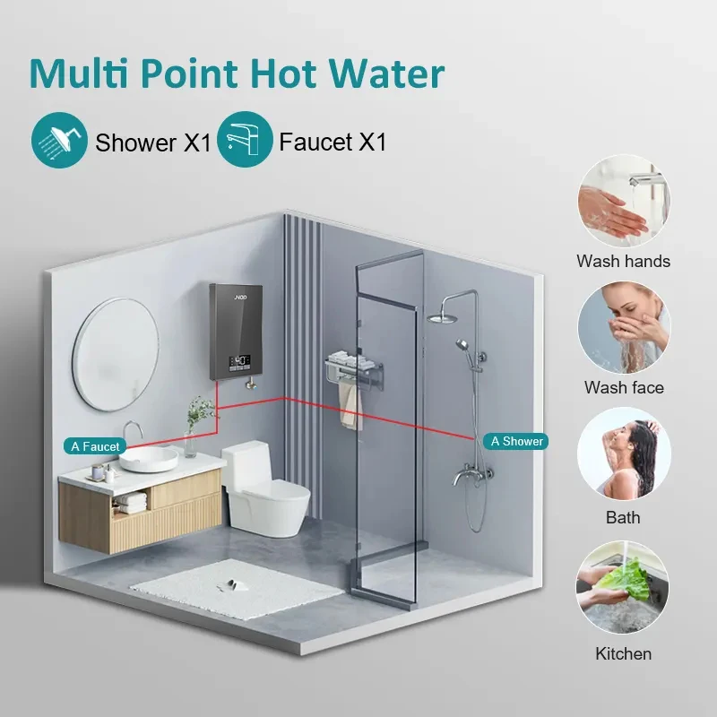 220V 3.5kW-7kW Smart Wifi Bagno Chauffe Eau Instantan Acqua Calda Geyser Senza Serbatoio Riscaldatore di Acqua Elettrico Istantaneo per Doccia