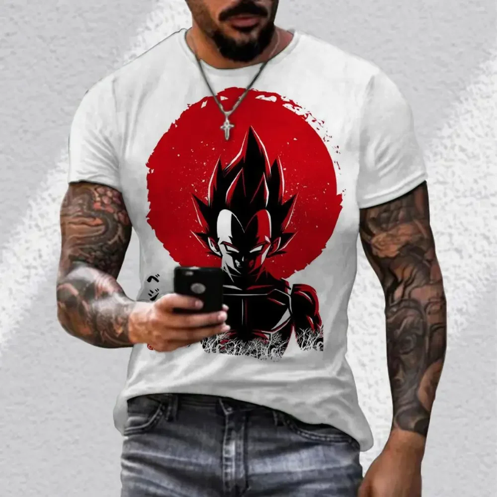 

Goku Vegeta Dragon Ball Z Men's T Shirt Harajuku 110-6XL Oversized Cool Y2K Short Sleeved Streetwear Summer Saiyan Anime New GYM