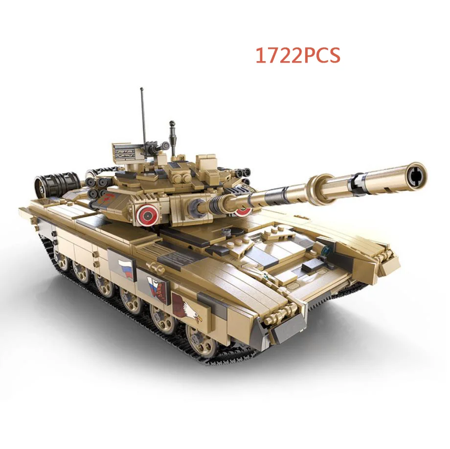 

Modern Military Technical Russia T-90 Main Battle Tank Radio 2.4Ghz Remote Control Model Building Block WW2 Figure Brick RC Toy