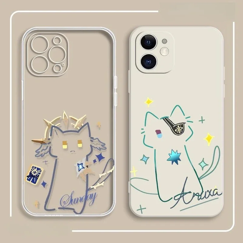 

Kawaii Honkai: Star Rail Cat Простой стильный противоударный чехол для телефона для IPhone 16, 15, 14, 13, 12, 11 Pro Max Plus Mini Anime Cover