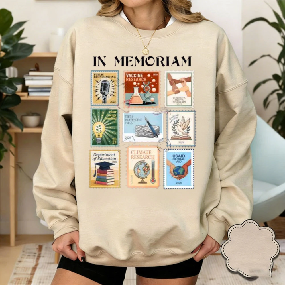 

Pro-Democracy Sweater Retro in Memoriam Stamp Printed Women Top Hoodie Resist Protest Sweatshirt Hoodies Women