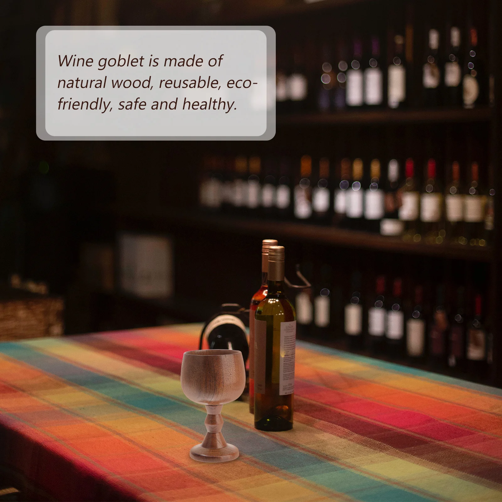 

Wooden Wine Goblet Premium Solid Wood Red Wine Glass Unbreakable Natural Grain Stem Cup for Picnic Bbq Bar Party Use Brown