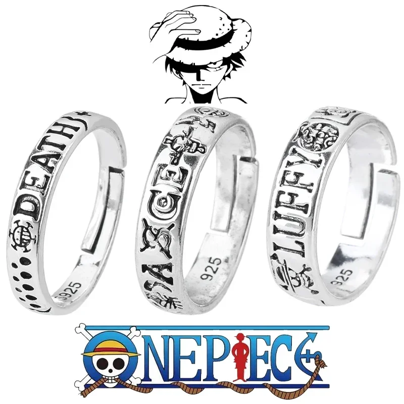 ONE PIECE Luffy Ring Anime Personality Cosplay Ring Prop Cartoon Hip Hop Adjustable Ring Jewelry Halloween Christmas Decorations