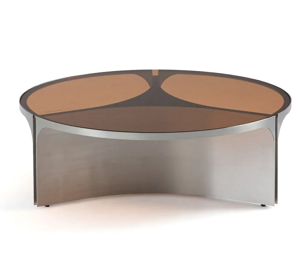 A Nordic Antique Style Household Minimalist Tempered Glass round Tea Table