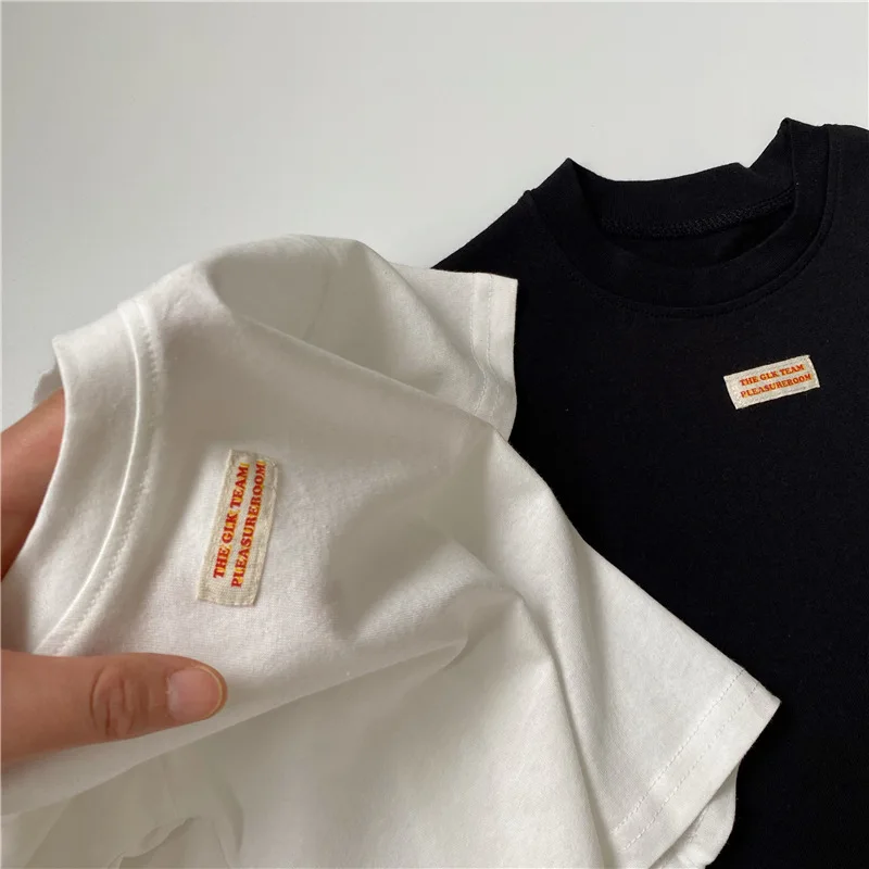 

Children Clothing Korean Style Simple All Match T Shirt 2024 Summer Boys Girls Fashion Casual Short Sleeved Cotton Loose T Shirt