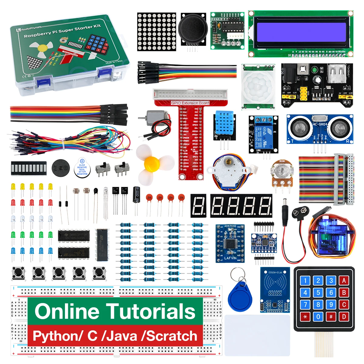 LAFVIN Super Starter Kit for Raspberry Pi Raspberry Pi 5/4/4B/3B/3B+,Python C Java Scratch ,with Tutorial Beginner Kit