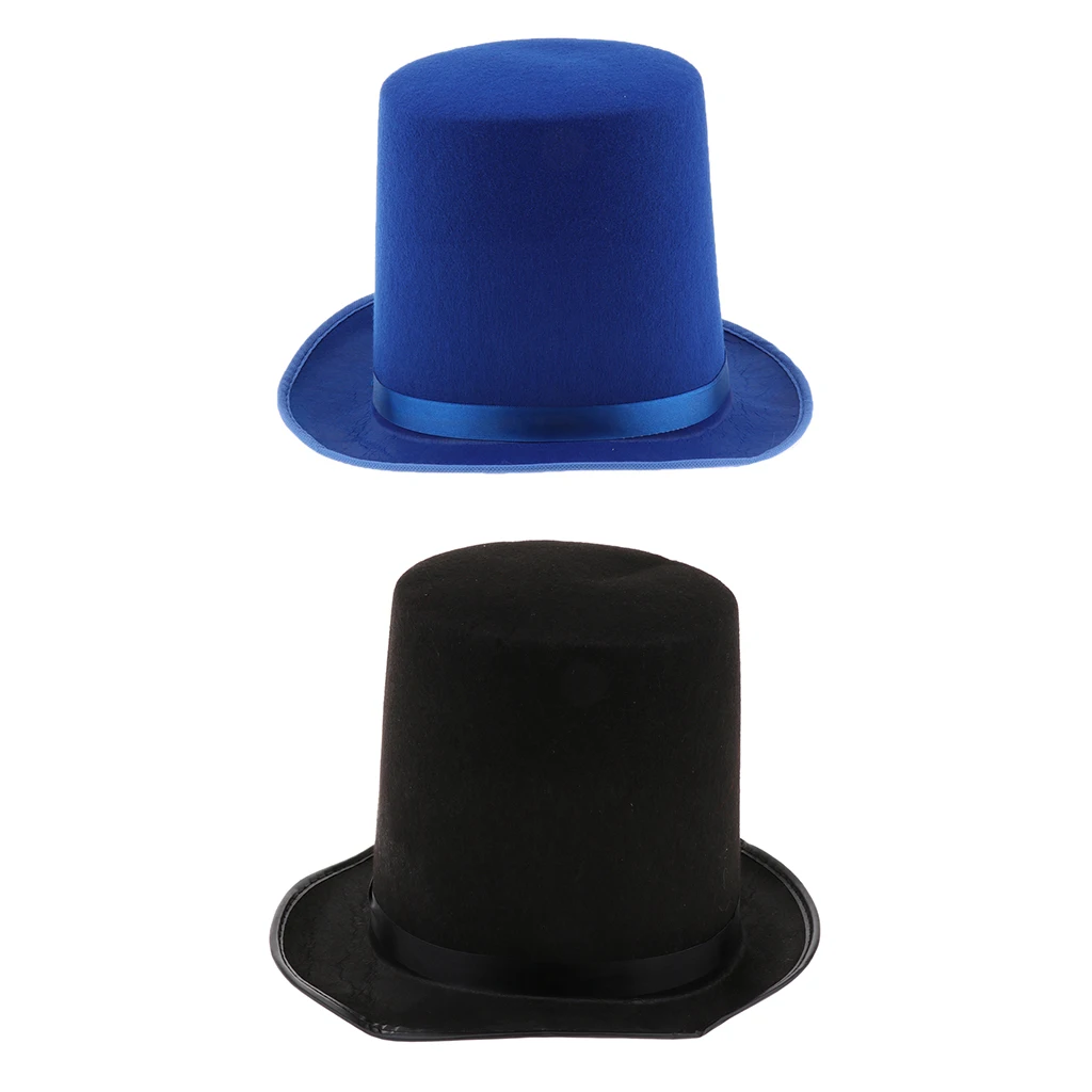 

Men Women Fun Plain Felt Hat Magician Costume Fancy Dress - Blue, As Described